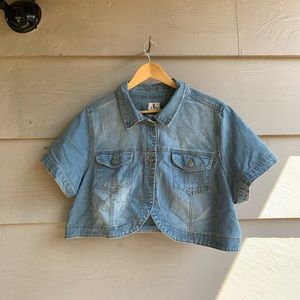 Vintage Denim Crop Top Button-down